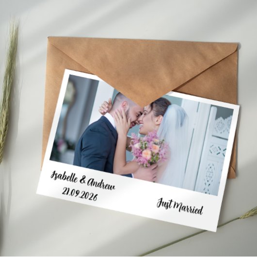 Modern Elegant Minimalist Script Photo Wedding Notitiekaartje