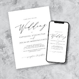 Modern Elegant Minimalist Script Wedding Kaart