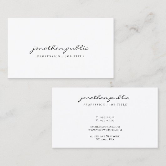 Modern Elegant Minimalist Template Script Profile Visitekaartje (Voorkant / Achterkant)