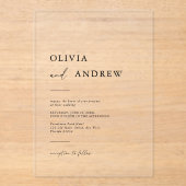 Modern Elegant Minimalist Wedding Acryl Uitnodigingen (Voorkant)