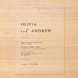 Modern Elegant Minimalist Wedding Acryl Uitnodigingen