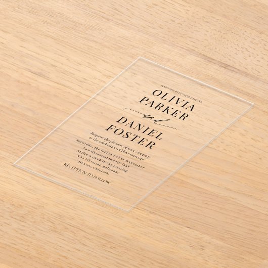 Modern Elegant Minimalist Wedding Acryl Uitnodigingen (Laagn)