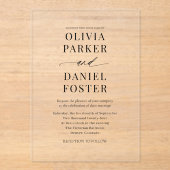 Modern Elegant Minimalist Wedding Acryl Uitnodigingen (Voorkant)