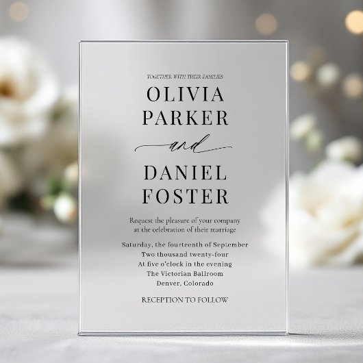 Modern Elegant Minimalist Wedding Acryl Uitnodigingen