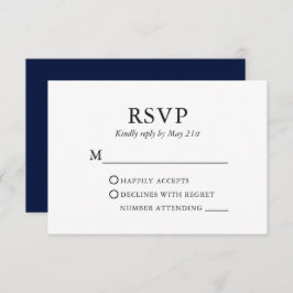 Modern Elegant Minimalist Wedding Blue RSVP Kaartje