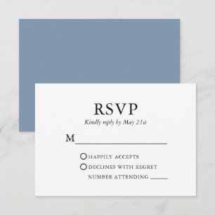 Modern Elegant minimalist Wedding Dusty Blue RSVP Kaartje