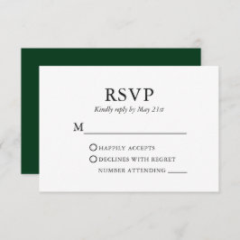 Modern Elegant Minimalist Wedding Green RSVP Kaartje