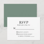 Modern Elegant minimalist Wedding Sage Green RSVP Kaartje (Voorkant / Achterkant)