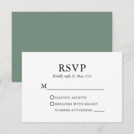 Modern Elegant minimalist Wedding Sage Green RSVP Kaartje