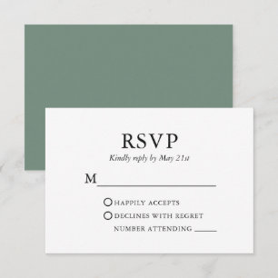 Modern Elegant minimalist Wedding Sage Green RSVP Kaartje