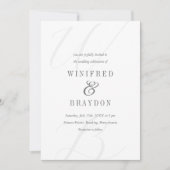 Modern Elegant Minimalist White and Grey Wedding Kaart (Voorkant)