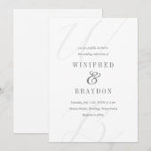 Modern Elegant Minimalist White and Grey Wedding Kaart (Voorkant / Achterkant)