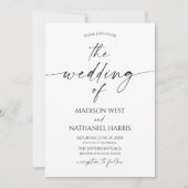 Modern Elegant Minimalist White Black Wedding Kaart (Voorkant)