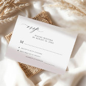 Modern elegant minimalist white wedding RSVP kaartje