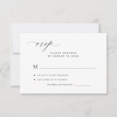 Modern elegant minimalist white wedding RSVP kaartje (Voorkant)