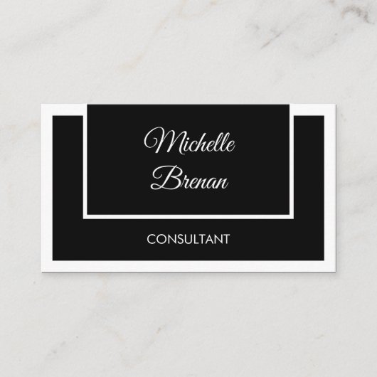 Modern Elegant Minimalist zwart-wit Visitekaartje (Voorkant)