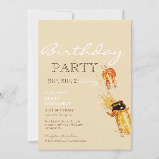 Modern Elegant Minimalistisch 21e Verjaardagsfeest Kaart (Voorkant)