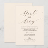 Modern Elegant Minimalistisch Beige Baby Gender Re Kaart (Voorkant / Achterkant)