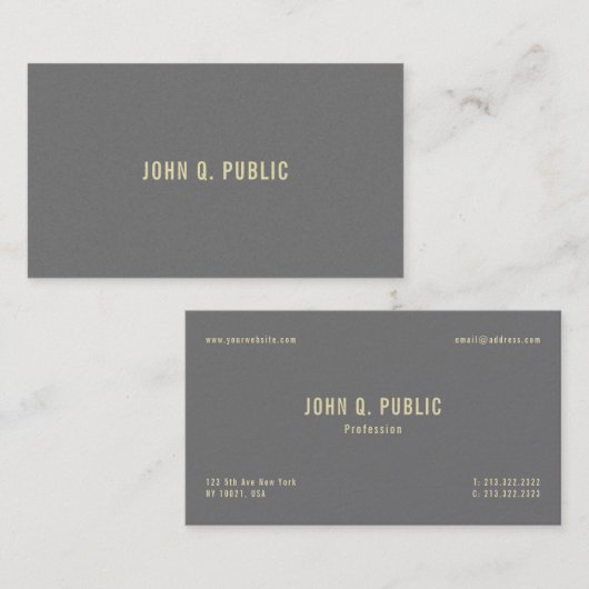 Modern Elegant Minimalistisch Design Sjabloon Luxe Visitekaartje (Voorkant / Achterkant)