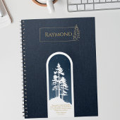 Modern Elegant Minimalistisch Forest Gold Deep Blu Notitieboek