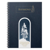 Modern Elegant Minimalistisch Forest Gold Deep Blu Notitieboek (Voorkant)