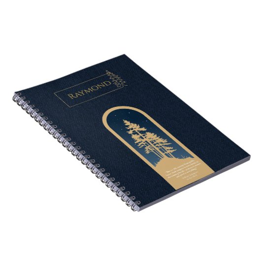 Modern Elegant Minimalistisch Forest Gold Deep Blu Notitieboek (Rechterzijde)