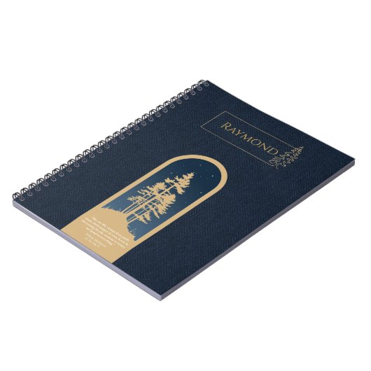 Modern Elegant Minimalistisch Forest Gold Deep Blu Notitieboek (Linkerzijde)