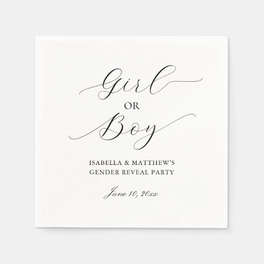 Modern Elegant Minimalistisch Gender Reveal Party Servet (Voorkant)