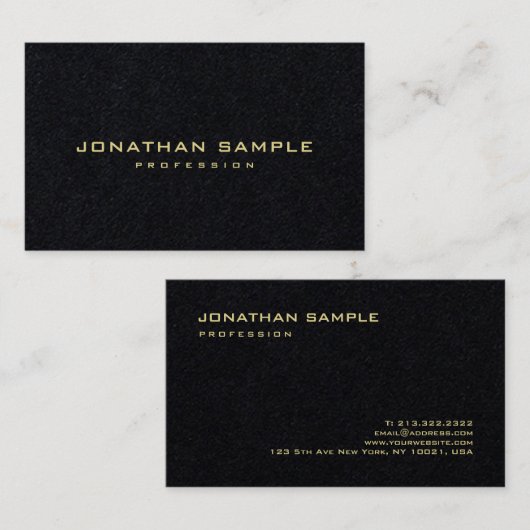 Modern Elegant Minimalistisch Goud Tekst Premium Z Visitekaartje (Voorkant / Achterkant)