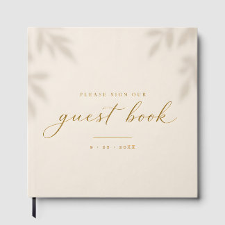 Modern Elegant Minimalistisch Ivoor Kleuren Trouwg Gastenboek