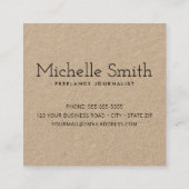 Modern elegant minimalistisch Kraft-papier Vierkante Visitekaartje (Achterkant)