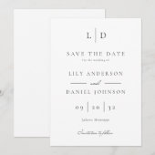 Modern Elegant Minimalistisch Monogram Huwelijk Save The Date (Voorkant / Achterkant)