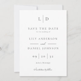 Modern Elegant Minimalistisch Monogram Huwelijk Save The Date