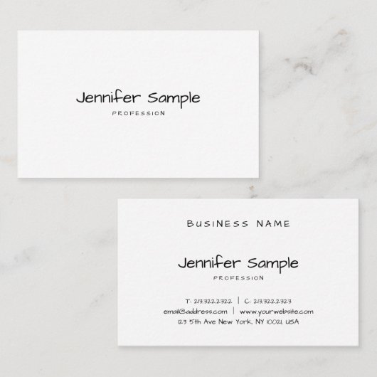 Modern Elegant Minimalistisch Sjabloon Handschrift Visitekaartje (Voorkant / Achterkant)