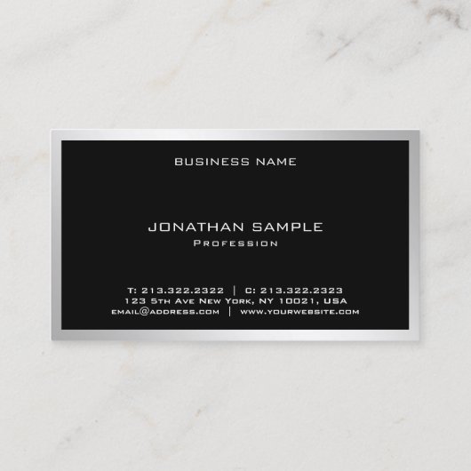 Modern Elegant Minimalistisch Zilver Professioneel Visitekaartje (Achterkant)