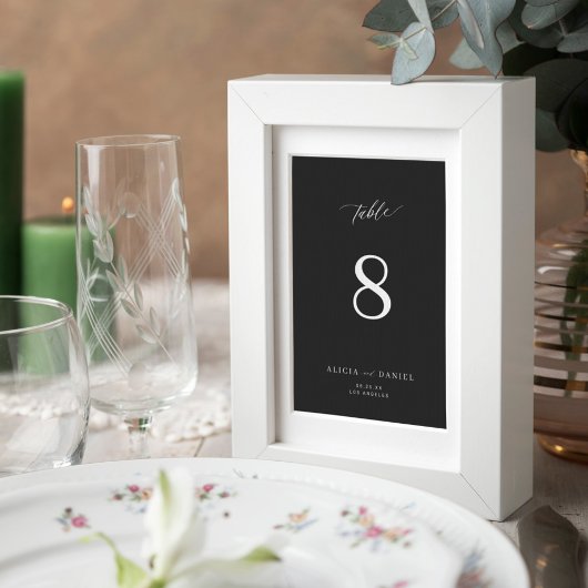 Modern elegant minimalistische zwarte en witte bru kaart