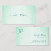 Modern Elegant Mint Green Script Monogram Sjabloon Visitekaartje (Voorkant / Achterkant)