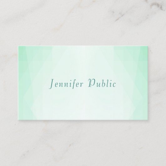 Modern Elegant Mint Green Script Monogram Sjabloon Visitekaartje (Voorkant)