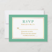 Modern Elegant Mint Green White Gold RSVP Kaartje (Voorkant)