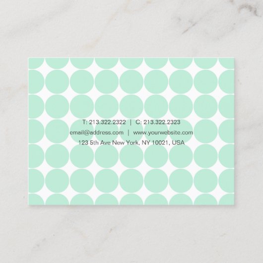 Modern elegant mint Green White Handgeschreven scr Visitekaartje (Achterkant)