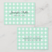 Modern elegant mint Green White Handgeschreven scr Visitekaartje (Voorkant / Achterkant)