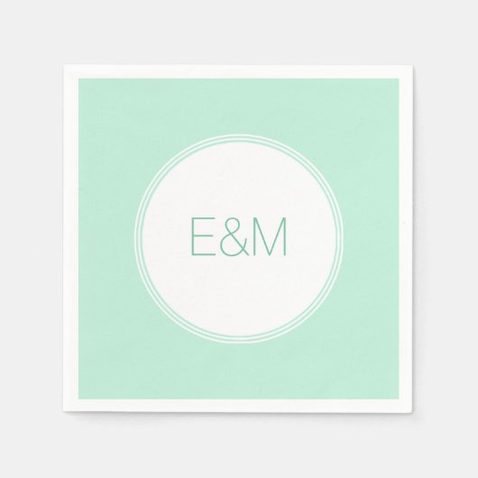 Modern Elegant Mintgroene Sjabloon Monogram Servet (Voorkant)