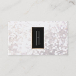 Modern Elegant Monogram, Black and White Bokeh Visitekaartje
