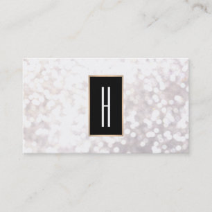 Modern Elegant Monogram, Black and White Bokeh Visitekaartje