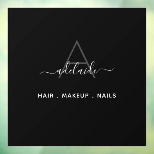 Modern Elegant Monogram Black Hair Salon Decal (Vel 3)