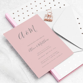 Modern Elegant Monogram Blush Grijs Bruiloft Kaart