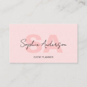 Modern Elegant Monogram Blush Pink Visitekaartje (Voorkant)