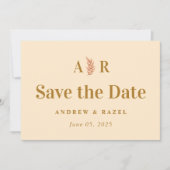 Modern Elegant Monogram Boho Wedding Save The Date (Voorkant)