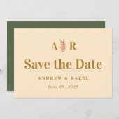 Modern Elegant Monogram Boho Wedding Save The Date (Voorkant / Achterkant)