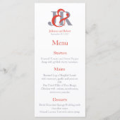 Modern Elegant Monogram Bruiloft Menu (Voorkant)